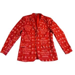 Festive Red Home Alone Christmas Blazer and Pants Suit M